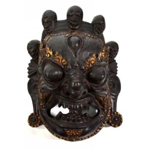 Bhairab, dřevěná maska, antik patina, ruční práce, 35cm