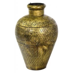 Světelná váza, kovová, ručně tepaná, mosazná patina, 40x40x60cm