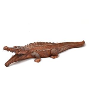Krokodýl ručně vyřezaný ze suarového dřeva, 200x60x33cm