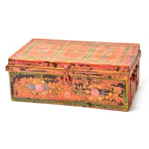 Sanu Babu Plechový kufr, ručně malovaný, 77x45x30cm