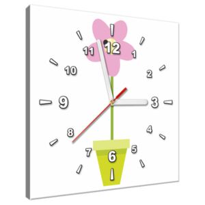 Tištěný obraz s hodinami Růžový kvítek v květináči ZP4043A_1AI