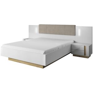 Arco - dvoulůžko 160 + 2x noční stolek - bílá lesk
