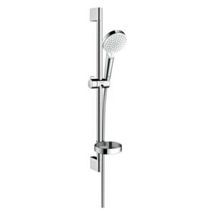 Hansgrohe Crometta - Sprchová sada Vario se sprchovou tyčí 65 cm a miskou na mýdlo, bílá / chrom 26553400
