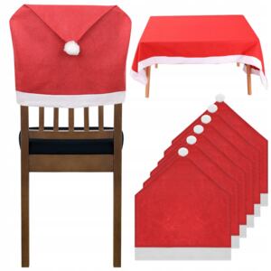 ISO Vánoční potahy na židli 6x + ubrus Santa Claus 172 x130 cm, 11418