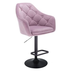 Barová židle ANDORA VELUR na černém talíři - fialová