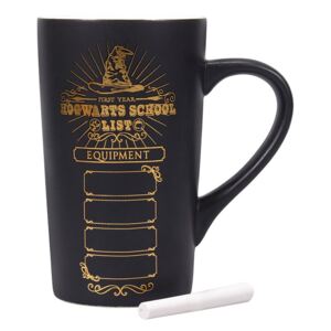 Keramický popisovatlný latte hrnek Harry Potter: School List (objem 500 ml) černý
