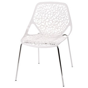 Jídelní židle s bílým plastovým sedákem s krajkovým motivem DO098