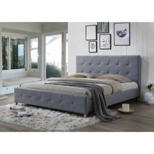 Manželská postel 160x200 cm s roštem šedá látka TK3011