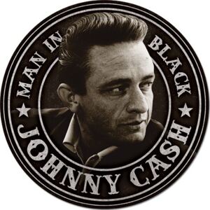 Plechová cedule Johnny Cash - Man in Black Round, (30 x 30 cm)
