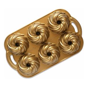 Nordic Ware Forma na minibábovky Swirl zlatá