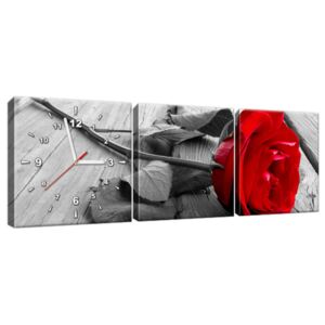 Obraz s hodinami Červená růže 90x30cm ZP1138A_3A