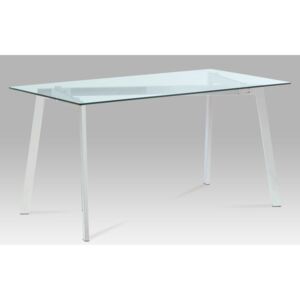 Jídelní stůl 150x80 cm, čiré sklo / chrom