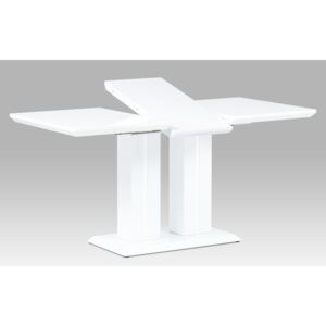 Jídelní stůl 120+40x80x75 cm, vysoký lesk bílý