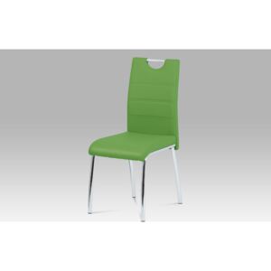Jídelní židle, ekokůže zelená / chrom