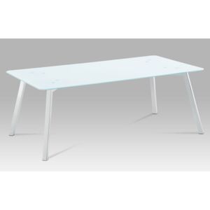 Konferenční stolek 120x65x45 cm, bílé sklo / chrom