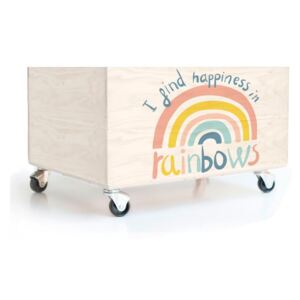 Dětský borovicový úložný box na kolečkách Folkifreckles Rainbow