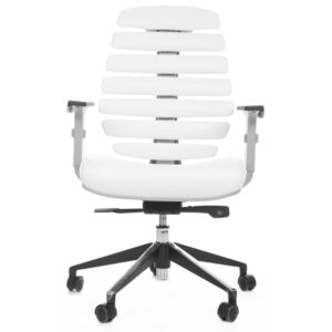 MERCURY židle FISH BONES šedý plast,bílá koženka