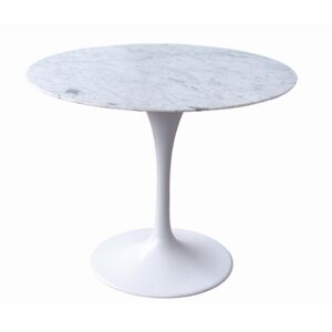 Stůl TULIP MARBLE 90 bílý - kulatá mramorová deska, kov