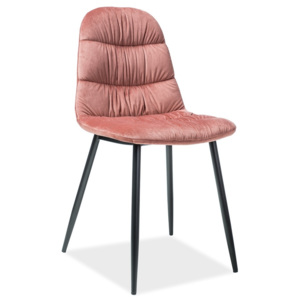 Jídelní židle v růžové barvě na černé kovové konstrukci KN897