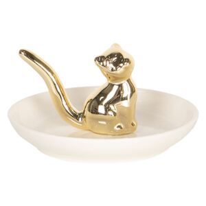 Dekorační talířek se zlatou kočičkou - Ø 10 cm