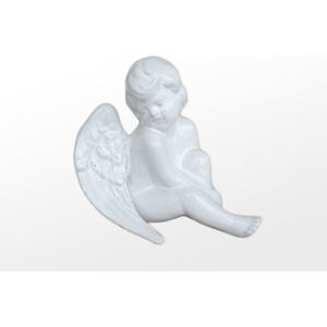 Keramický anděl sedící -bílý