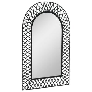 Zahradní nástěnné zrcadlo Whyares s obloukem - černé | 50x80 cm