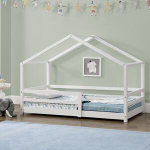 [en.casa] Dětská postel domeček AAKB-8742 bílá 70x140 cm