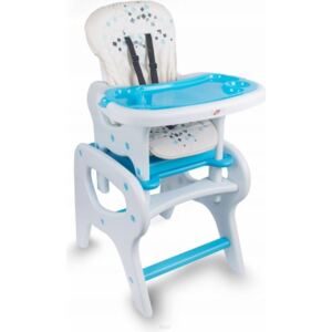 Jídelní židlička 3v1 - béžová/modrá s kostičkami