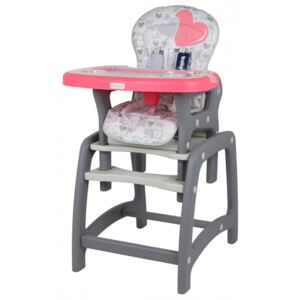 Baby Mix Jídelní židlička Srdce 2v1 růžová