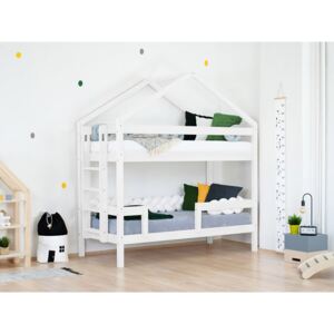Benlemi domečková patrová postel pro dvě děti Kili Barva: Bílá, Výška: 227 cm s prostorem pro šuplík