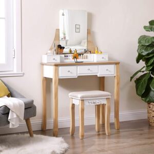 VASAGLE Toaletní stolek dub bílý 80 x 137 x 40 cm