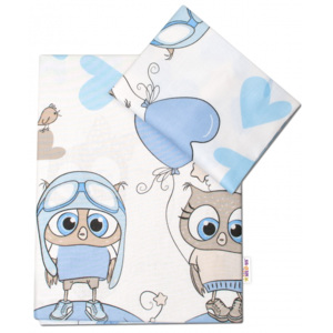 Baby Nellys 2-dílné bavlněné povlečení 135x100 cm, Cute Owls - modré