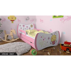 Vyrobeno v EU Dětská postel Dream vzor 37 160x80 cm růžová