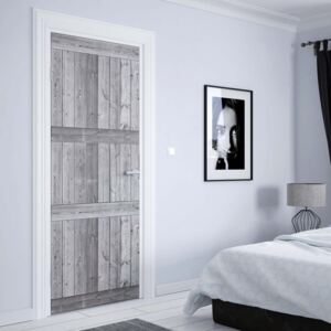 GLIX Fototapeta na dveře - Wood Plank Texture Black And White | 91x211 cm