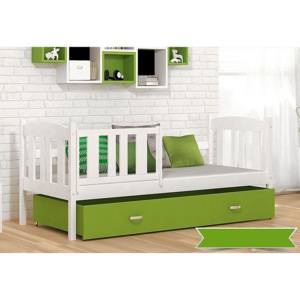 Dětská postel KUBA P color + matrace + rošt ZDARMA, 184x80, bílá/zelená