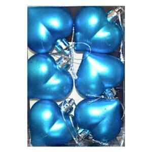 Vánoční ozdoby srdce 6 ks tyrkysově modré matné
