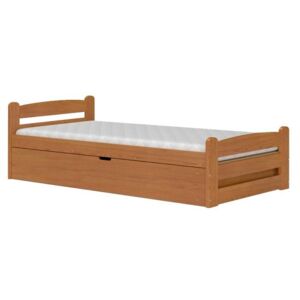 DOBRESNY Dřevěná postel DAVID s pěnovou matrací a úložným prostorem 200x90 cm Barva konstrukce: Olše