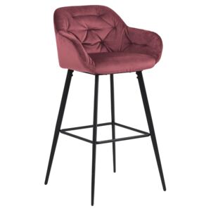 SCANDI Korálově červená sametová barová židle Norman 75 cm