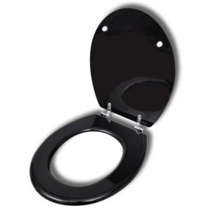 WC toaletní sedátko z MDF s tvrdým zavíráním - jednoduchý design | černé