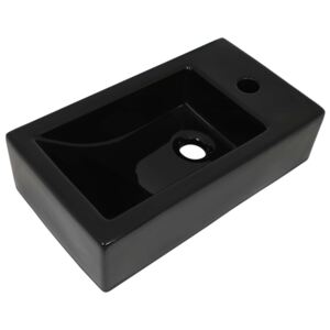 Umyvadlo otvor na baterii - keramika - černé | 46x25,5x12 cm