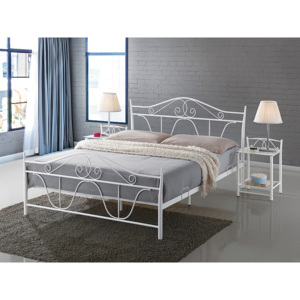 Kovová postel ALABAMA + rošt, 160x200, bílá