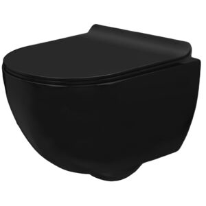 Závěsné WC CARLO mini RIMLESS + Duroplast sedátko slim - černé matné