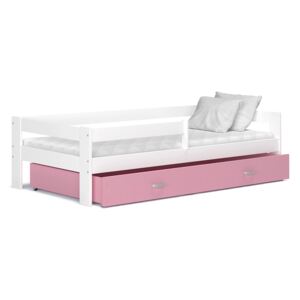 Dětská postel se šuplíkem HUGO V - 160x80 cm - růžovo-bílá