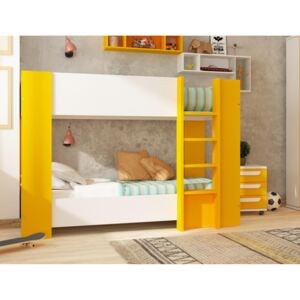 Patrová postel pro dvě děti Bo11 - bílá, žlutá