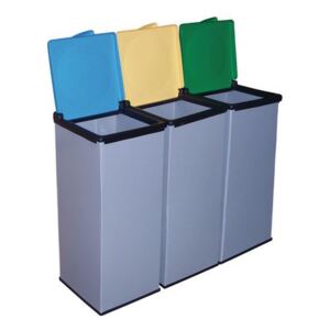 Sada 3 ks plastových odpadkových košů Monti na tříděný odpad, objem 3 x 85 l, kombinace barev