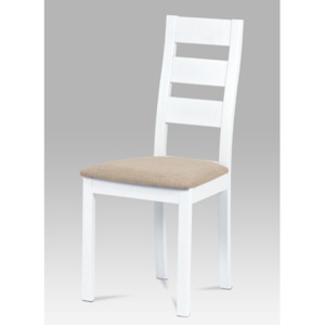 Jídelní židle masiv buk, barva bílá, potah světlý
