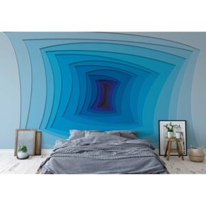 Fototapeta - Modern Design 3D Blue Papírová tapeta - 368x280 cm