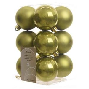 Vánoční plastové ozdoby 12ks olivově zelená