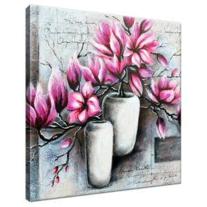 Obraz na plátně Růžové magnolie ve váze 30x30cm 3906A_1AI