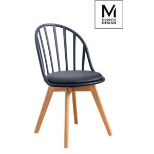 MODESTO židle ALBERT černá - polypropylén, koženka, bukové dřevo